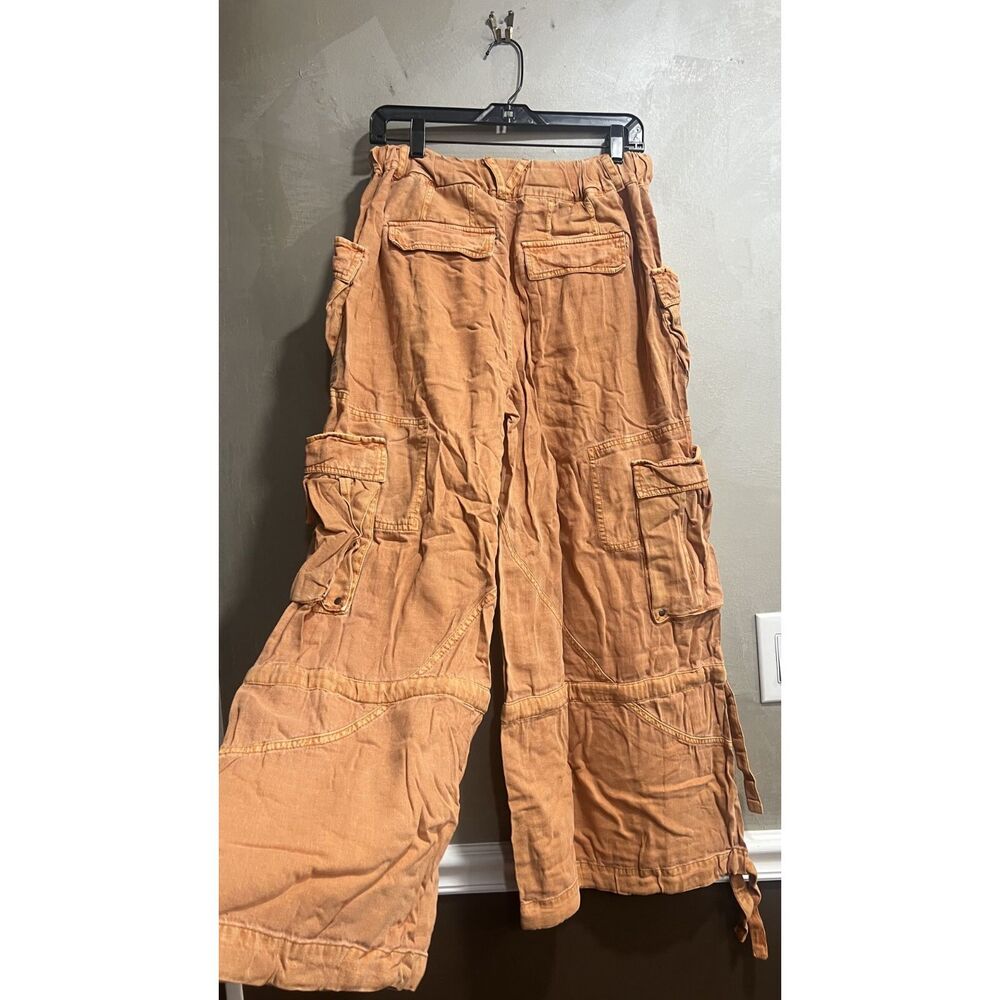 Free People Big Sky Parachute Cargo Pants Orange S Small NEW - Picture 3 of 4